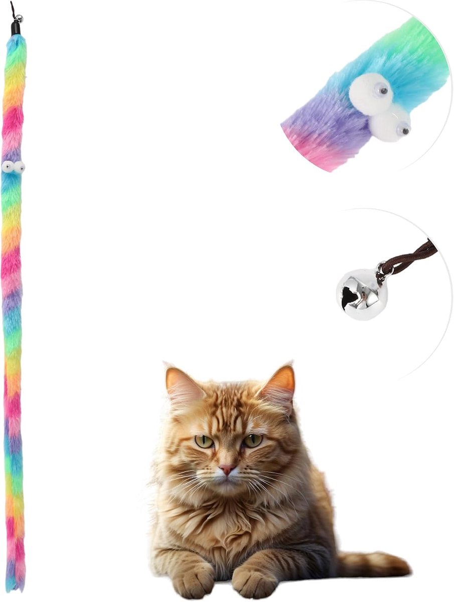 Toverstaf voor katten, vervanging, navulaccessoires voor kattenstok, regenboog-2