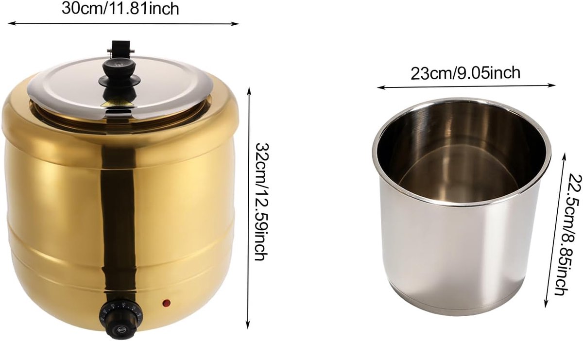 Soepwarmer, 440 W, 10 l, met deksel en binnenpan
