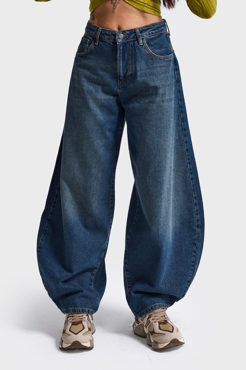 It's Basic - MEGA BALLOON MID RISE JEANS - NAVY