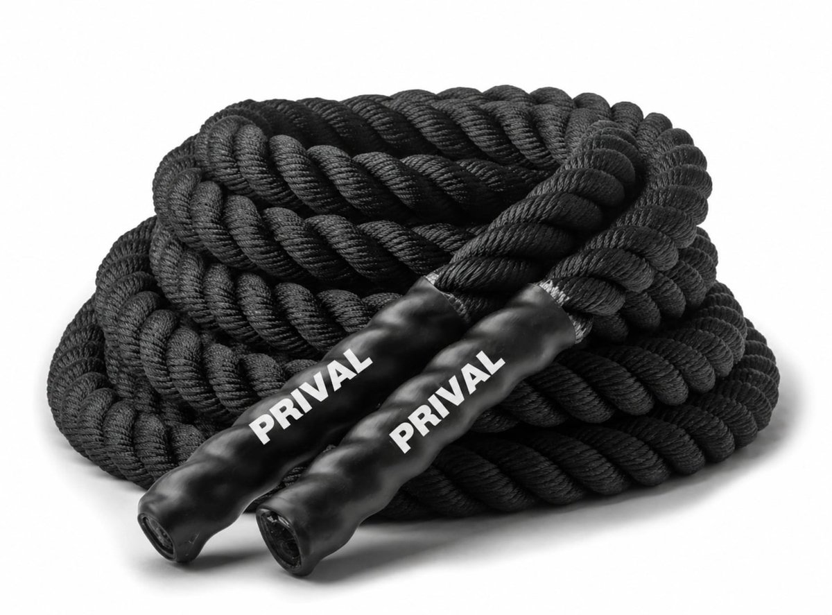 Prival Battle Rope – Zwaar Trainingskoord met Antislip Handgrepen – Voor Kracht, Conditie & HIIT – Fitness & Cross Training