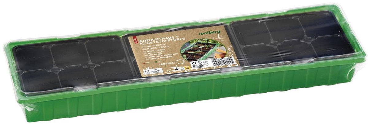 Romberg Classic kweekkas L Plus PP 54 x 15 cm + 3x6 potjes 6cm