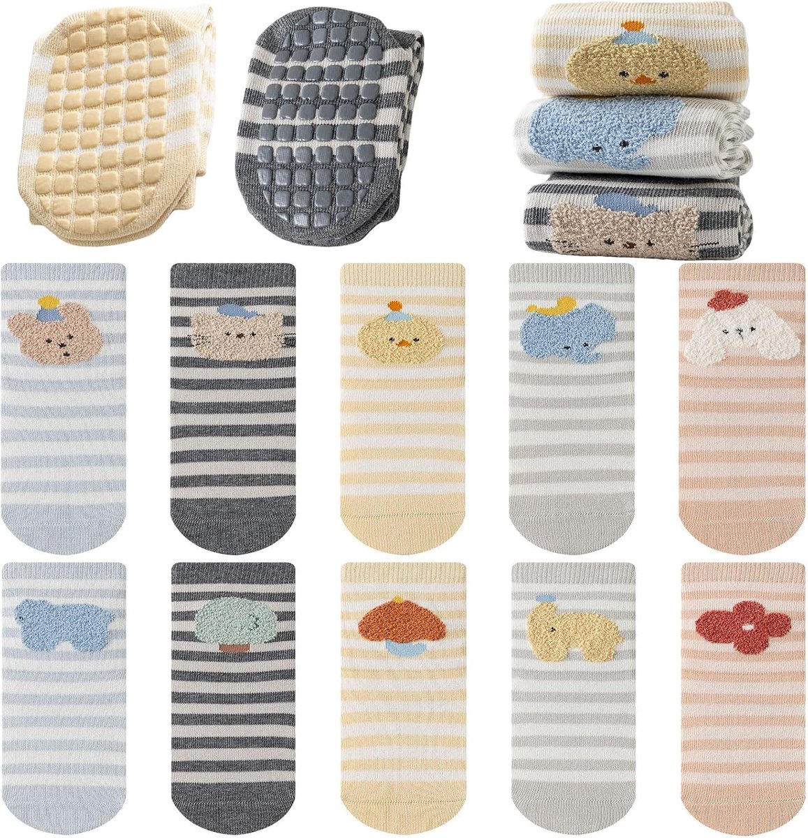 5 paar Antislip Babysokken met grip kinderen sokken voor peuters jongens meisjes