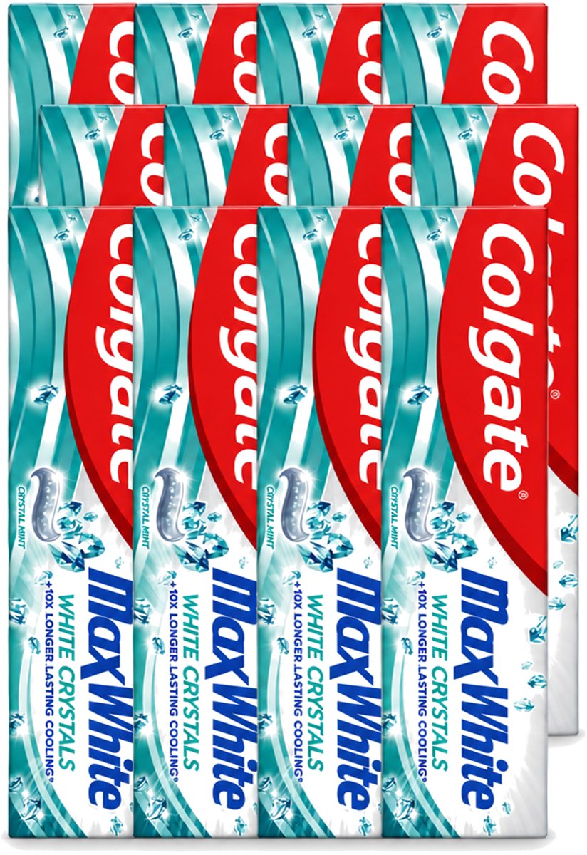 12 x Colgate - Max White - Whitening Crystals - Tandpasta - 100ml - Voordeelverpakking - 12 stuks