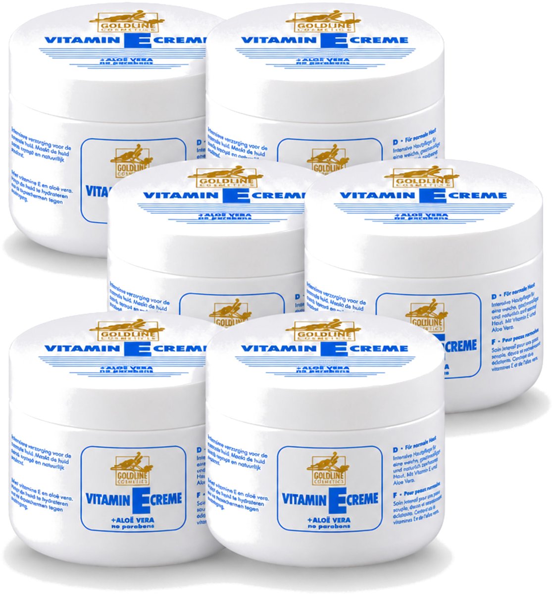 6 x Goldline - Bodycrème - Vitamine-E & Aloë Vera - Normale Huid - Hydraterend - 250 ml - Voordeelverpakking - 6 stuks