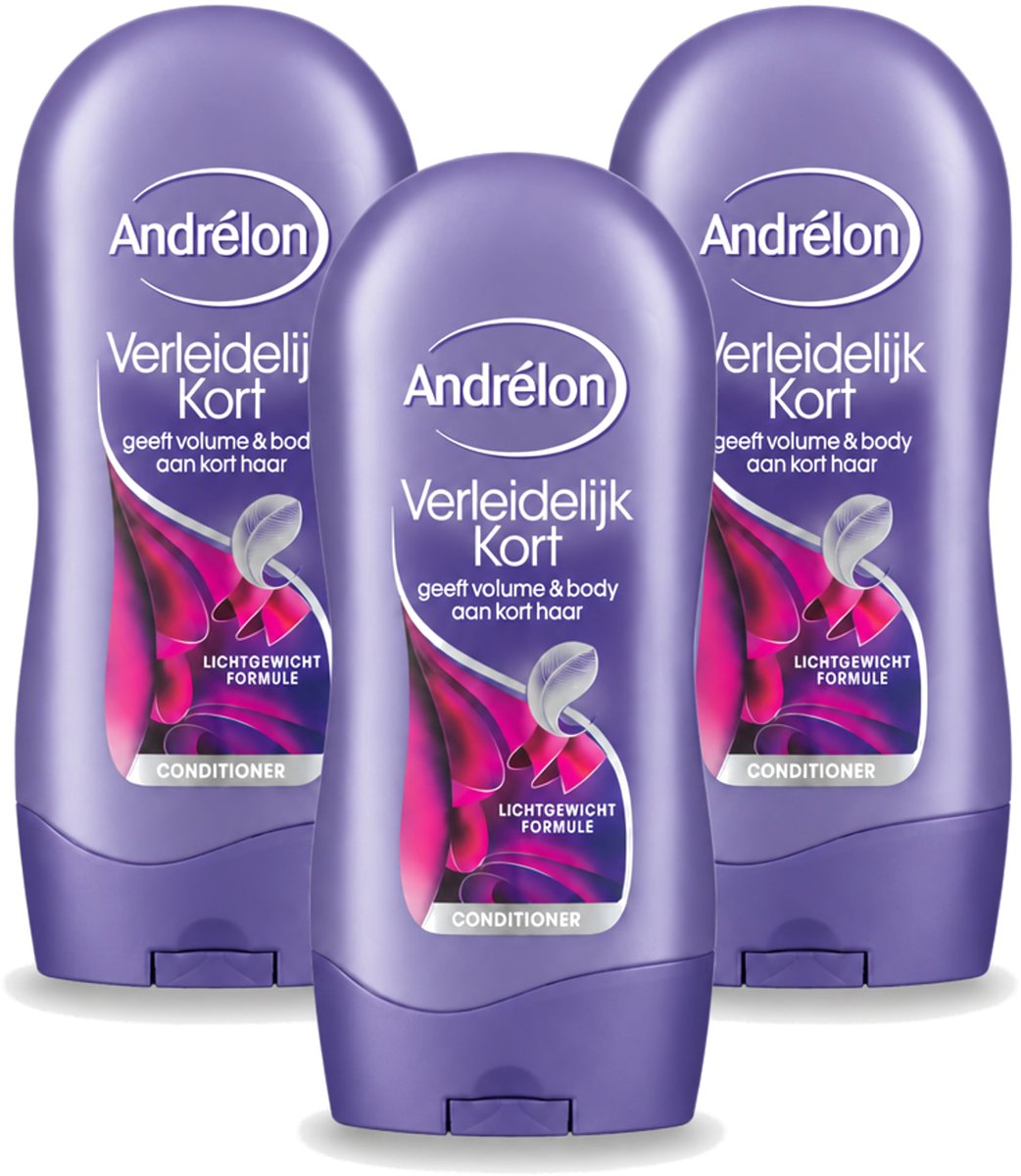 3 x Andrélon - Verleidelijk Kort - Conditioner - Voor Kort Haar - 300 ml - Bulkverpakking - 3 stuks