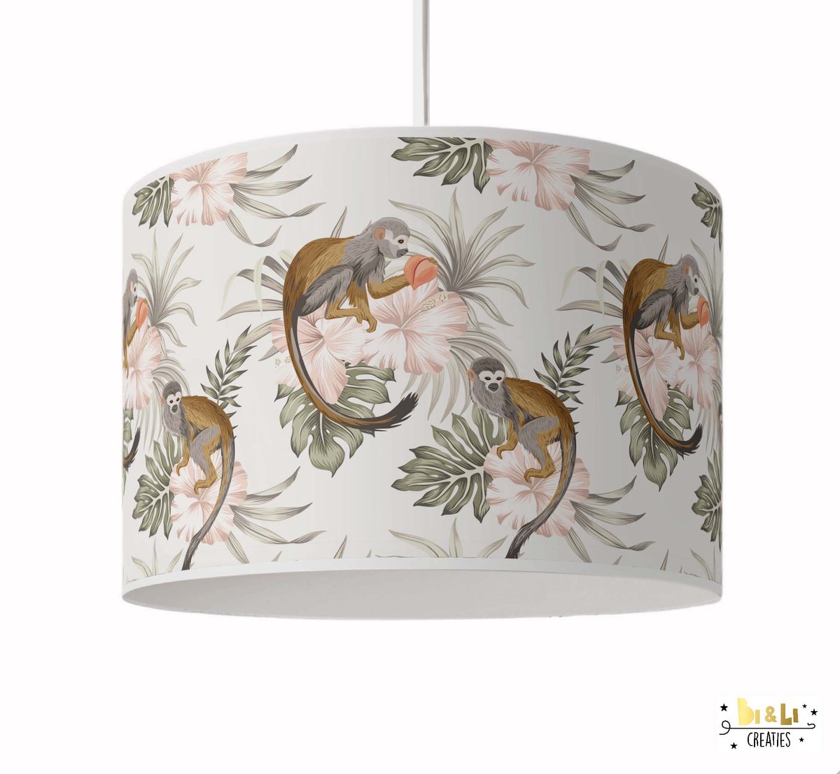 Hanglamp aapjes wit-lampen-aapjes-pendel-sfeer-kinderkameraccessoires-kinderkamerverlichting-decoratie-hanglamp