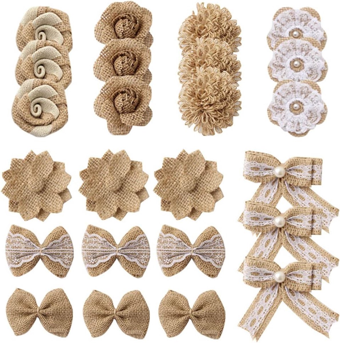 24 stuks handgemaakte jute bloemen, vintage jute bloemen, natuurlijke jute bloemen, jute bloemen, jute bloemen, jute bloemen, strikken, voor doe-het-zelf handwerk, bruiloft, Kerstmis,