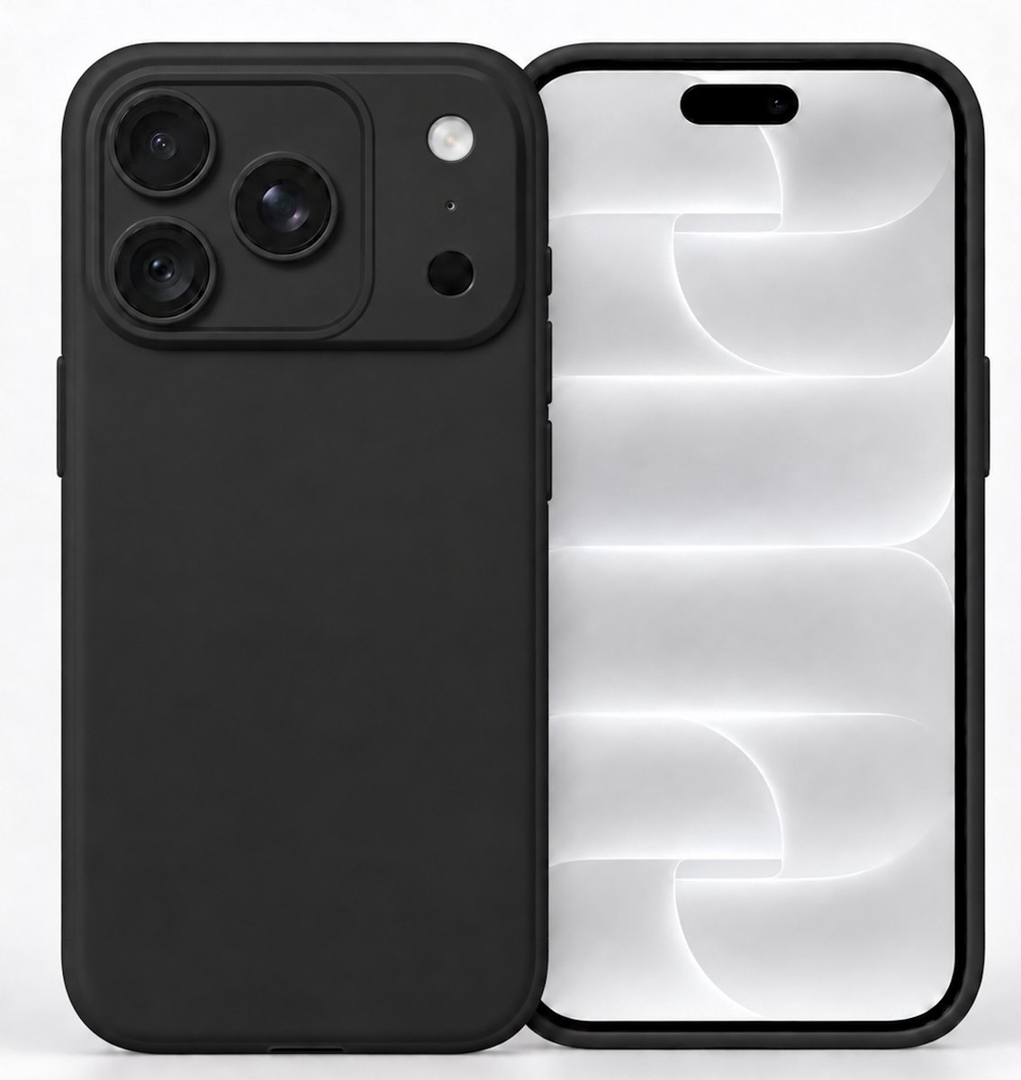 Hoesje geschikt voor iPhone 18 Pro / 17 Pro – MatteShield Back Cover – Zwart – Schokbestendig