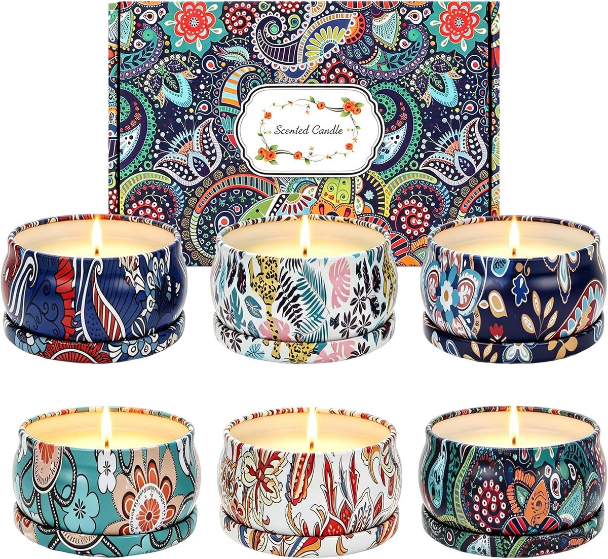 Cadeauset 6 stuks, natuurlijke sojawas aromatherapie kaarsen
