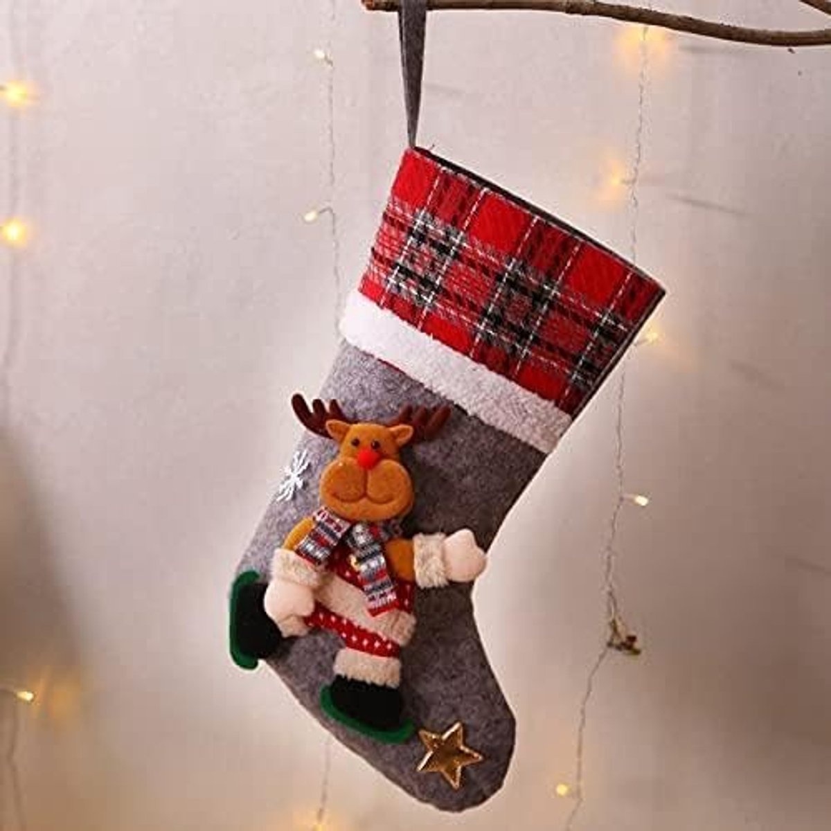 Kunstkerstboom Nieuwjaar Christmas Stocking Xmas Gift Candy Bag Kerstversiering for Home Navidad Sok Noel Deco Ornamenten (Color : C619 Elk)
