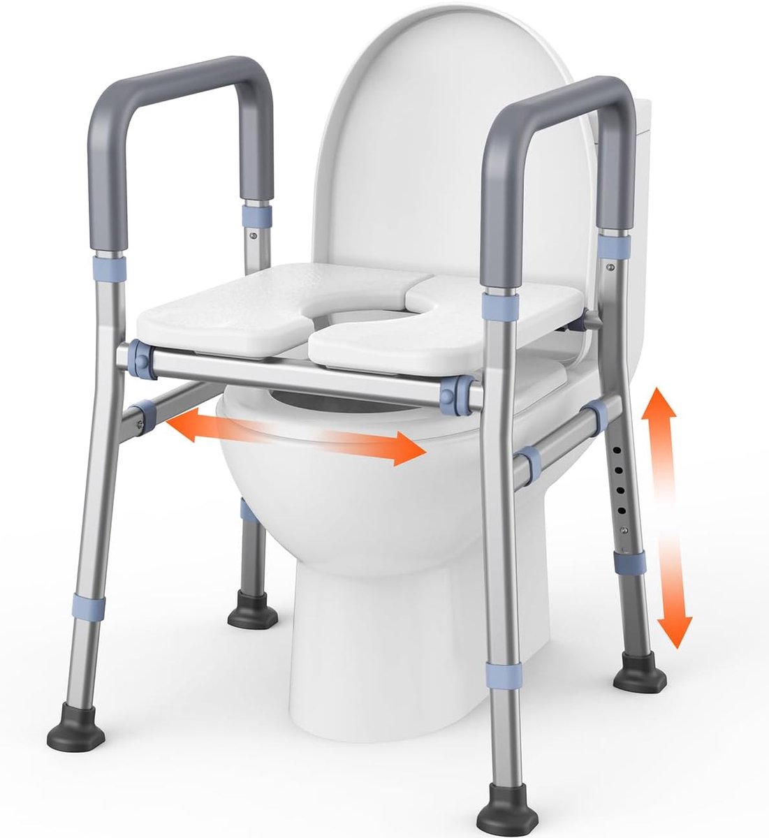 Toiletsteun voor Senioren en Gehandicapten, Opvouwbare Toiletbeugel Verstelbaar, WC Verhoger Steun zonder Boren, Mobiele Toiletbeugels voor Invalidentoilet en Draagbaar Toilet