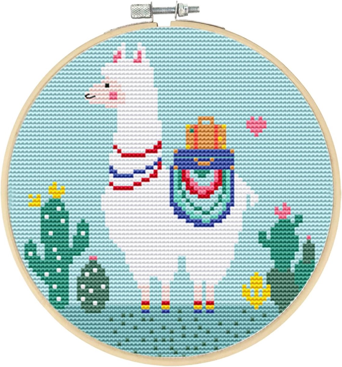 Alpaca kruissteek, voorteken borduurset met alpacamotief voor doe-het-zelf hobby's, veiligheidsnaald, gemakkelijk te bedienen, mini-alpaca-borduurset