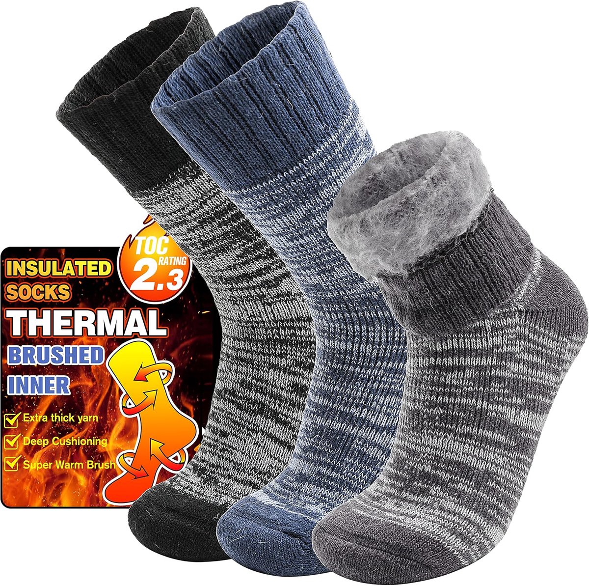 Thermosokken voor Dames en Heren 3 Paar Warme Wintersokken Dikke Kuschelsokken Ademend Skisokken Werk Sokken