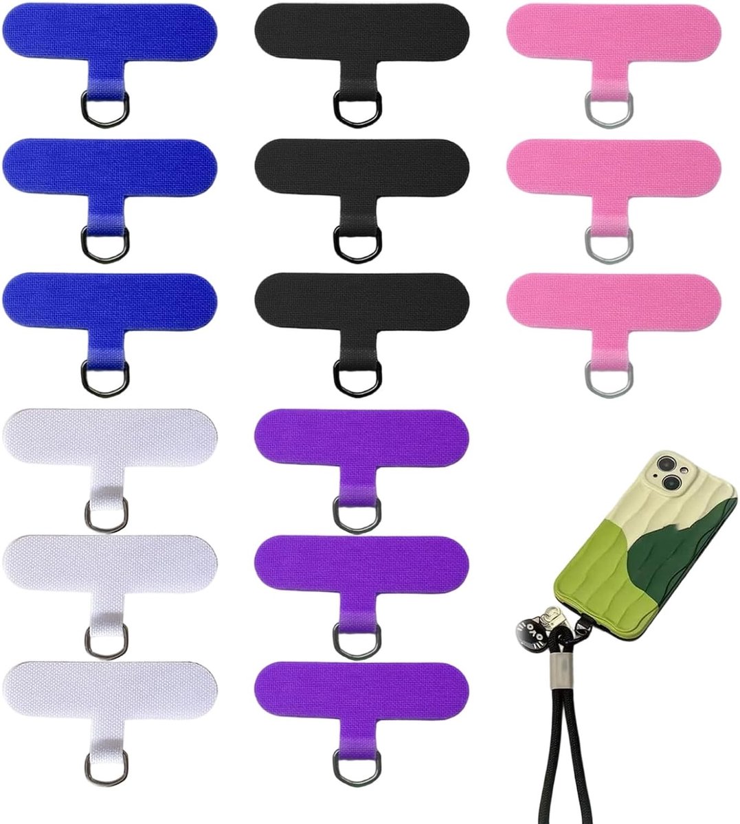 accessoires universeel – 15 stuks telefoon lanyard pads met metalen ring – transparant roestvrij staal – 6x1.6 cm – geschikt voor telefoonhoesjes – handig voor onderweg