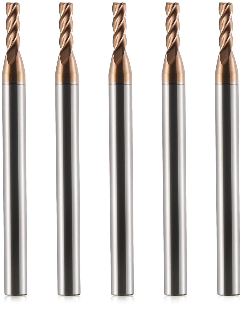 5 stuks CNC-frees 2,5 mm hardmetaal AlTiN 55 HRC, 4-snijdend voor schrobben/afwerken VHM schachtfrezen wolfraamcarbide