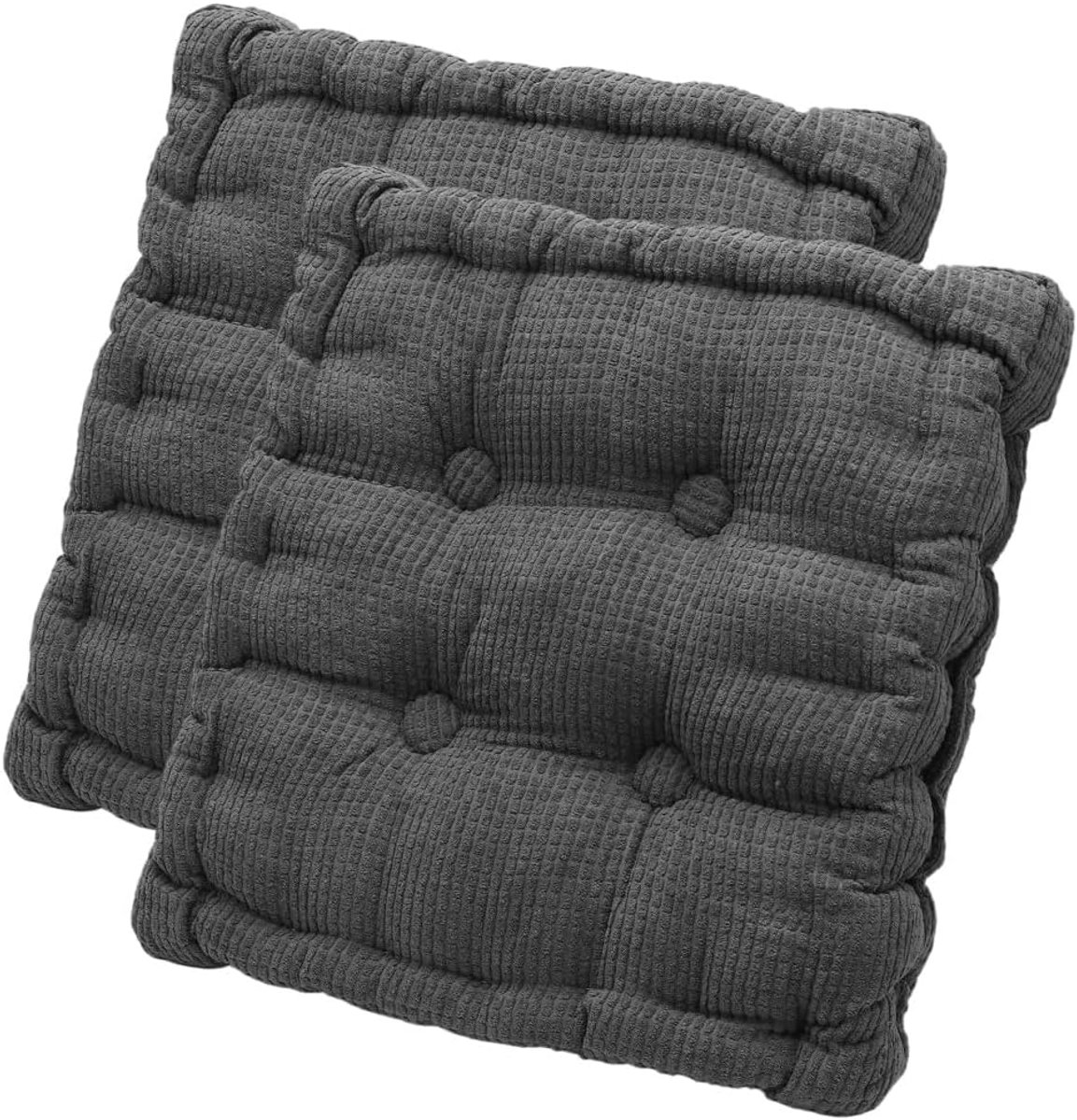 Set Van 2 Stoelkussens 40x40 cm - Machinewasbaar Zitkussen Voor Binnen Buiten Tuinstoelen Balkonbanken Vloerzitkussens(donkergrijs)