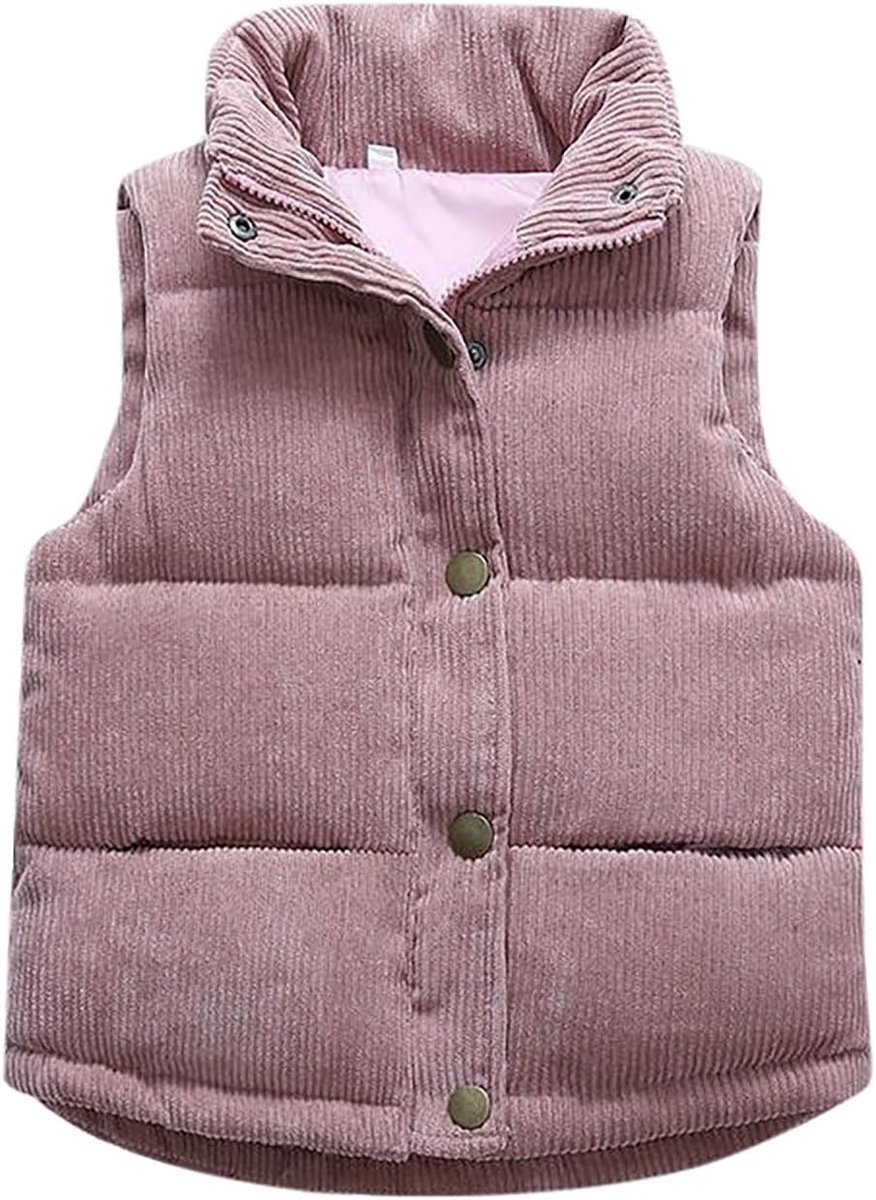 Corduroy vest voor baby's, jongens en meisjes, mouwloze fleece jas met zakken voor outdoorkleding