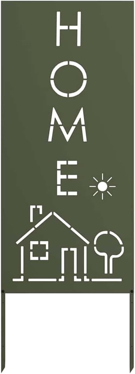 Hof876339 Inkijkwerend scherm voor tuin, tuinscherm, olijfgroen, 50 x 140 cm, inkijkbescherming, metaal, decoratieve inkijkbescherming, ruimteverdeler voor tuin