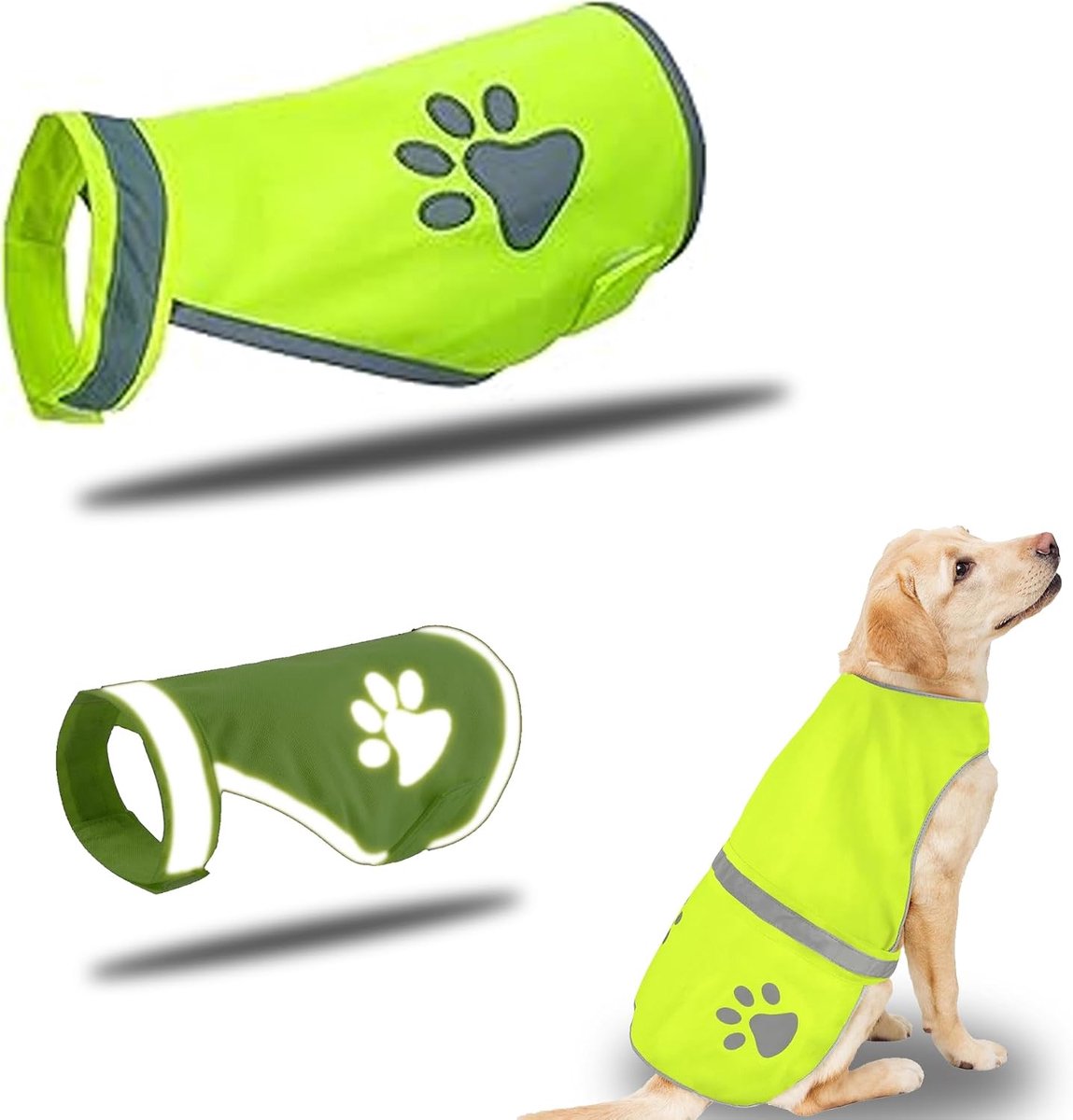 Veiligheidsvest voor honden, hoge zichtbaarheid, veiligheidsvest, huisdierjas voor nachtwandelingen en outdooractiviteiten (maat L)