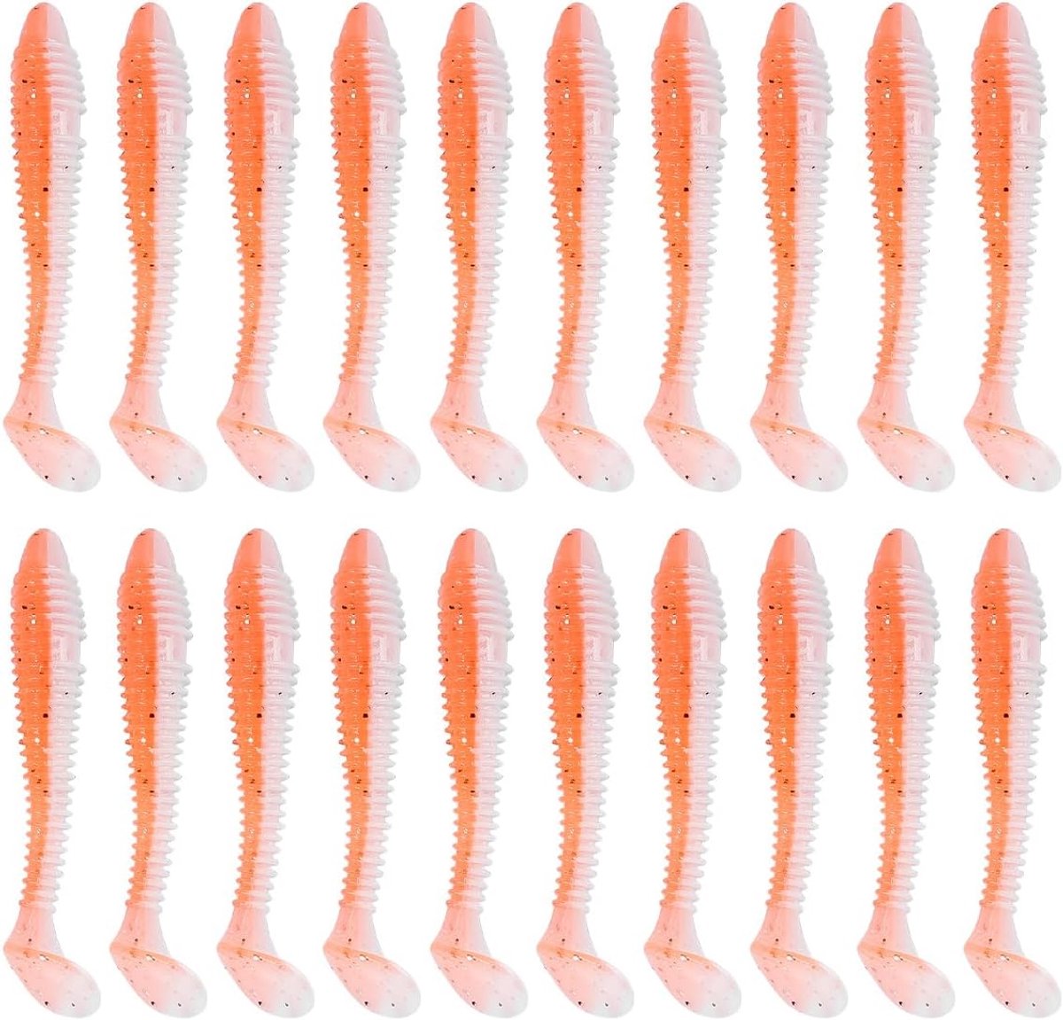 20 stuks 5,5 cm vislokmiddelen, vislokmiddelen zacht plastic vislokmiddelen T-staart Grub Worm Aas voor visgerei accessoire