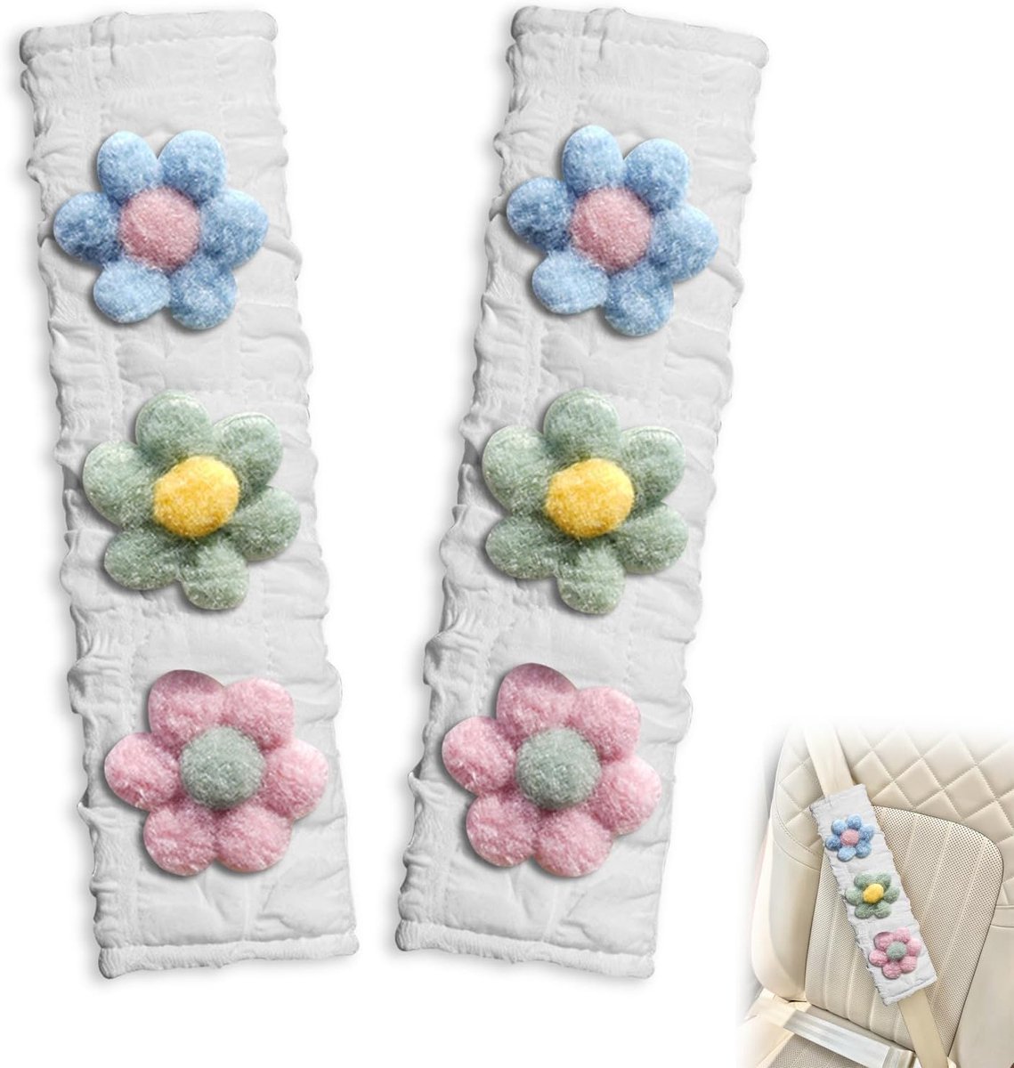 Dailygoods- Gordelkussen Zacht en Comfortabel - Gordelbeschermer Kinderen - Veiligheidsgordel Auto - Cartoon Ontwerp - 2 Stuks - Bescherming Hals