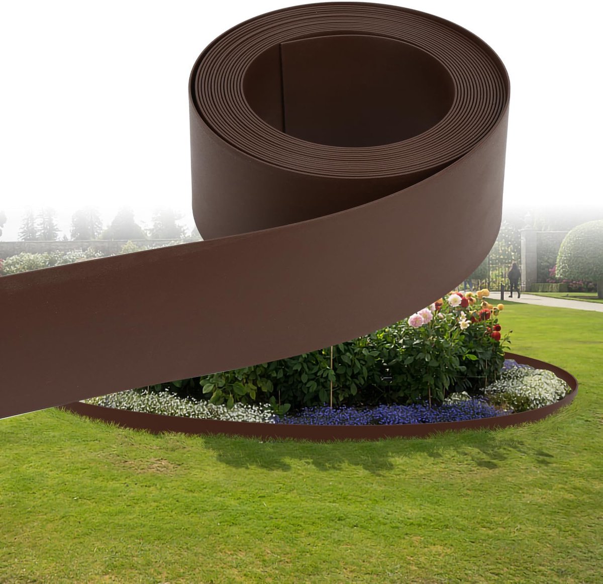 Beetomranding van hoogwaardig PE, gazonbegrenzing, hoogte 14 cm, dikte 2 mm, lengte 10 m, afbakening voor bamboe, tuin, tuinbedden, gazon, bloembedden, bruin