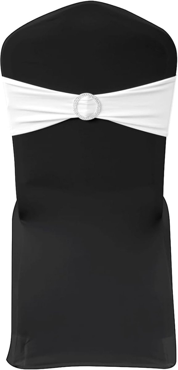 Strikken, stretch linten met diamantgesp, 25 stuks, wit, polyester-elastaanmix, decoratieve stoelbanden voor bruiloften, banketten, feesten, conferenties