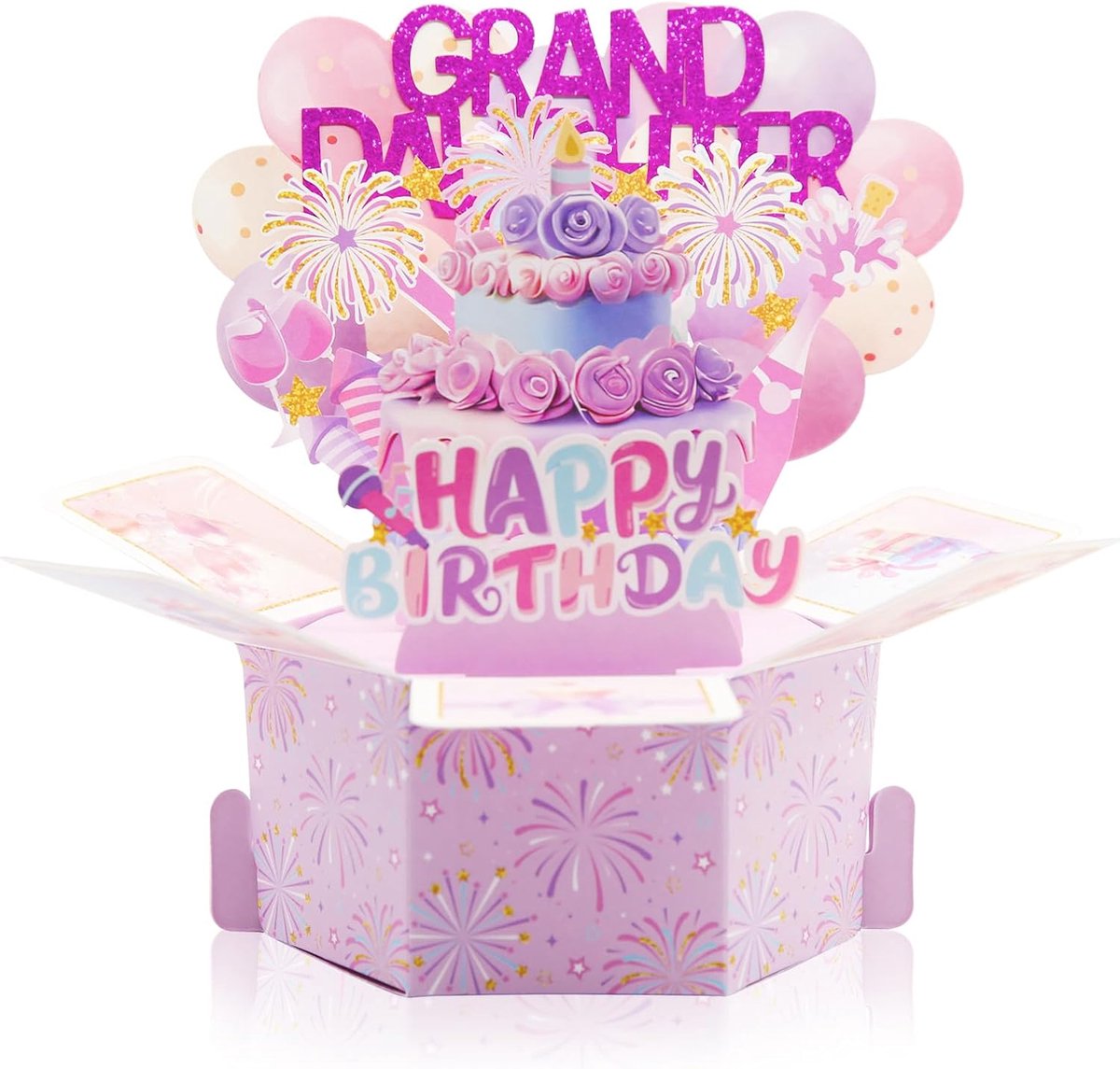 Dailygoods- Pop-upkaart Gelukkige Verjaardag - Verjaardagskaart voor Kleindochter - 3D Opvouwbare Kaart - Notitiekaart met Envelop - Miniatuurfeestje