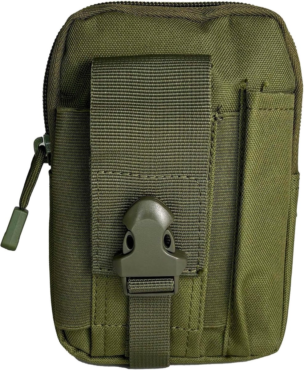 Heuptas outdoor holster voor politie, veiligheid, reddingsdienst, wandelen, jacht, camping, sport, chlanke tas met riemhouder, ook voor mobiele telefoon (olijfgroen)