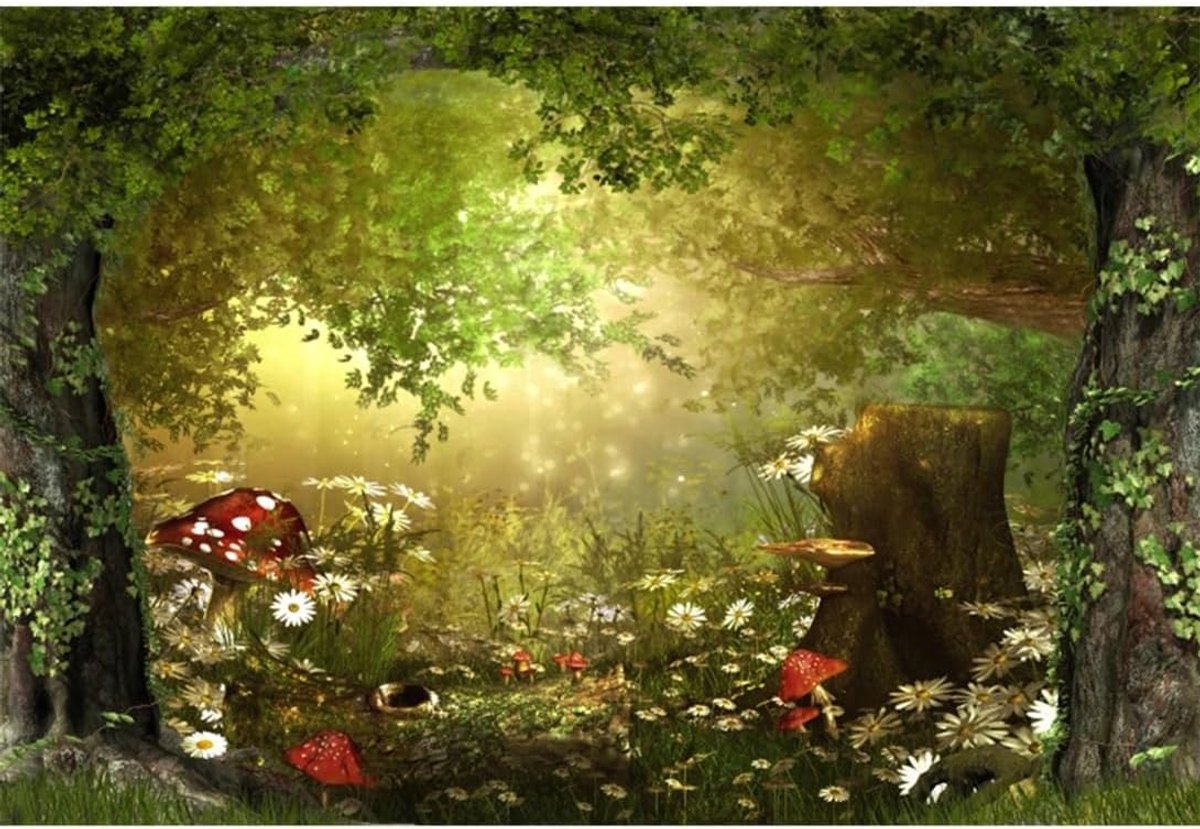 7x5ft Sprookje Paddestoel Tuin Fotografie Achtergrond Betoverde Bos Achtergrond Bos Fantasie Lente Fotografie Achtergrond Verjaardagsfeestje Decoratie Kinderen Volwassenen Portret Foto
