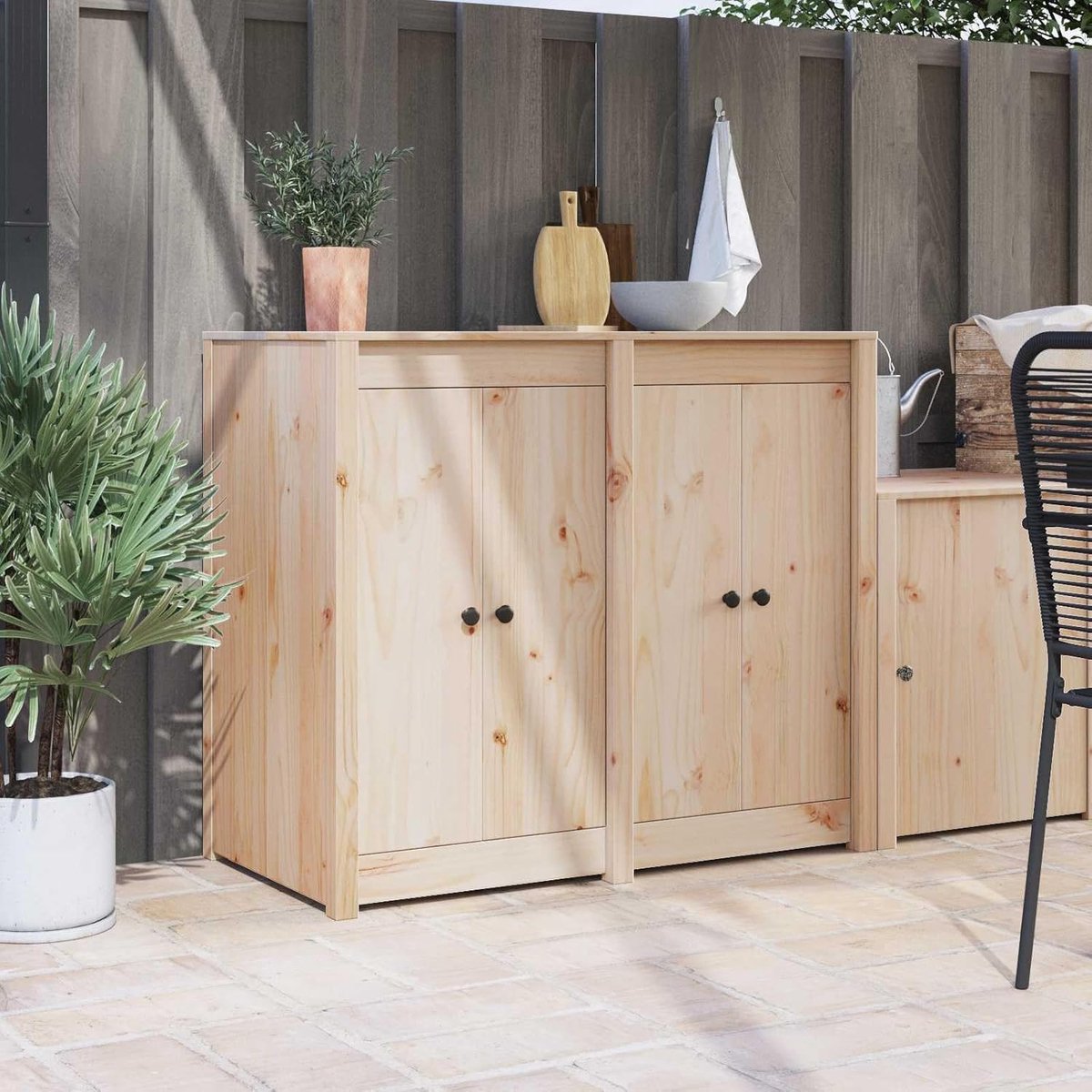 2 stuks crème 50 x 9 x 82 cm massief hout