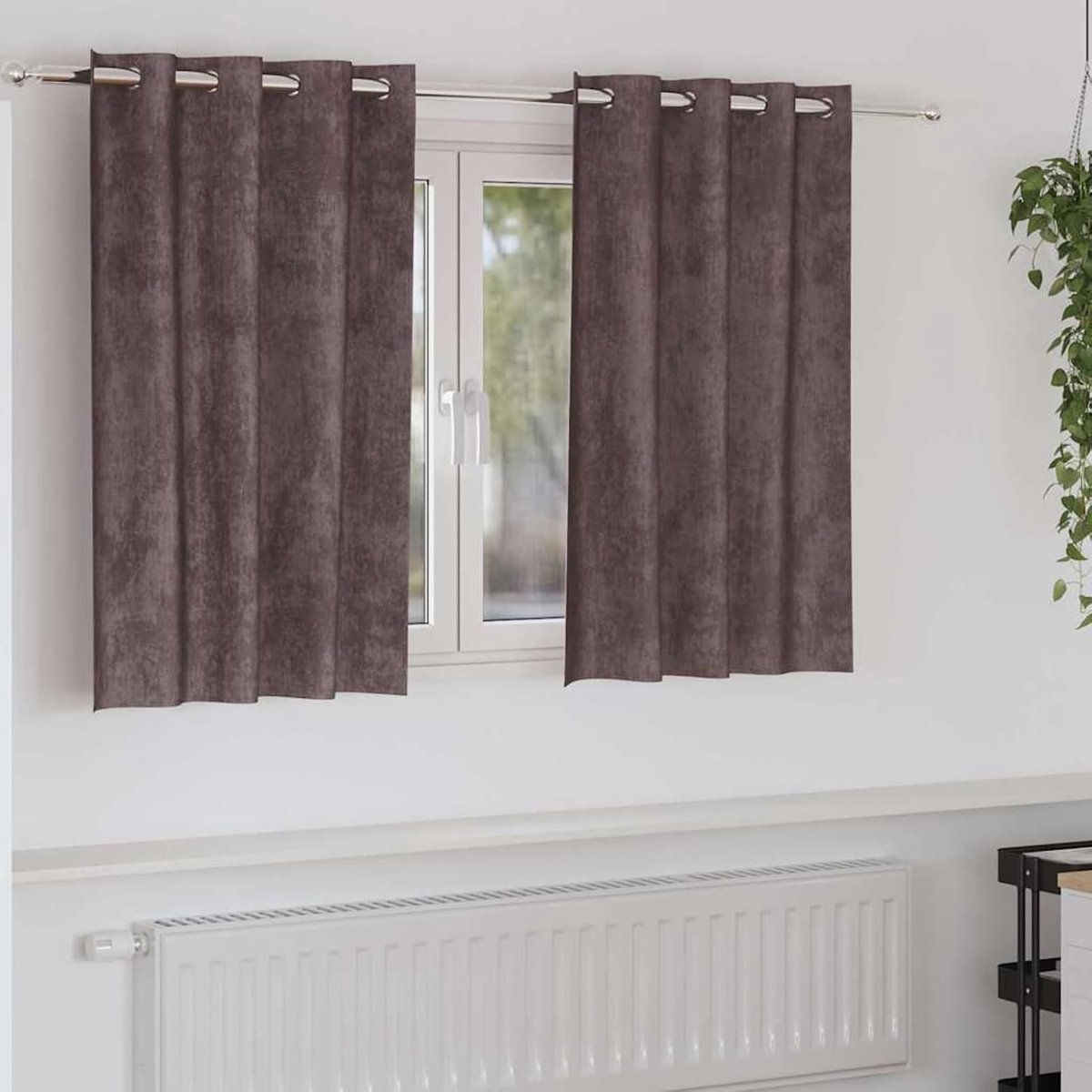 Fluwelen gordijnen, 2 stuks, met ogen, bruin, 140 x 140 cm, inkijkbescherming, zonwering voor ramen, deuren, slaapkamer, woonkamer