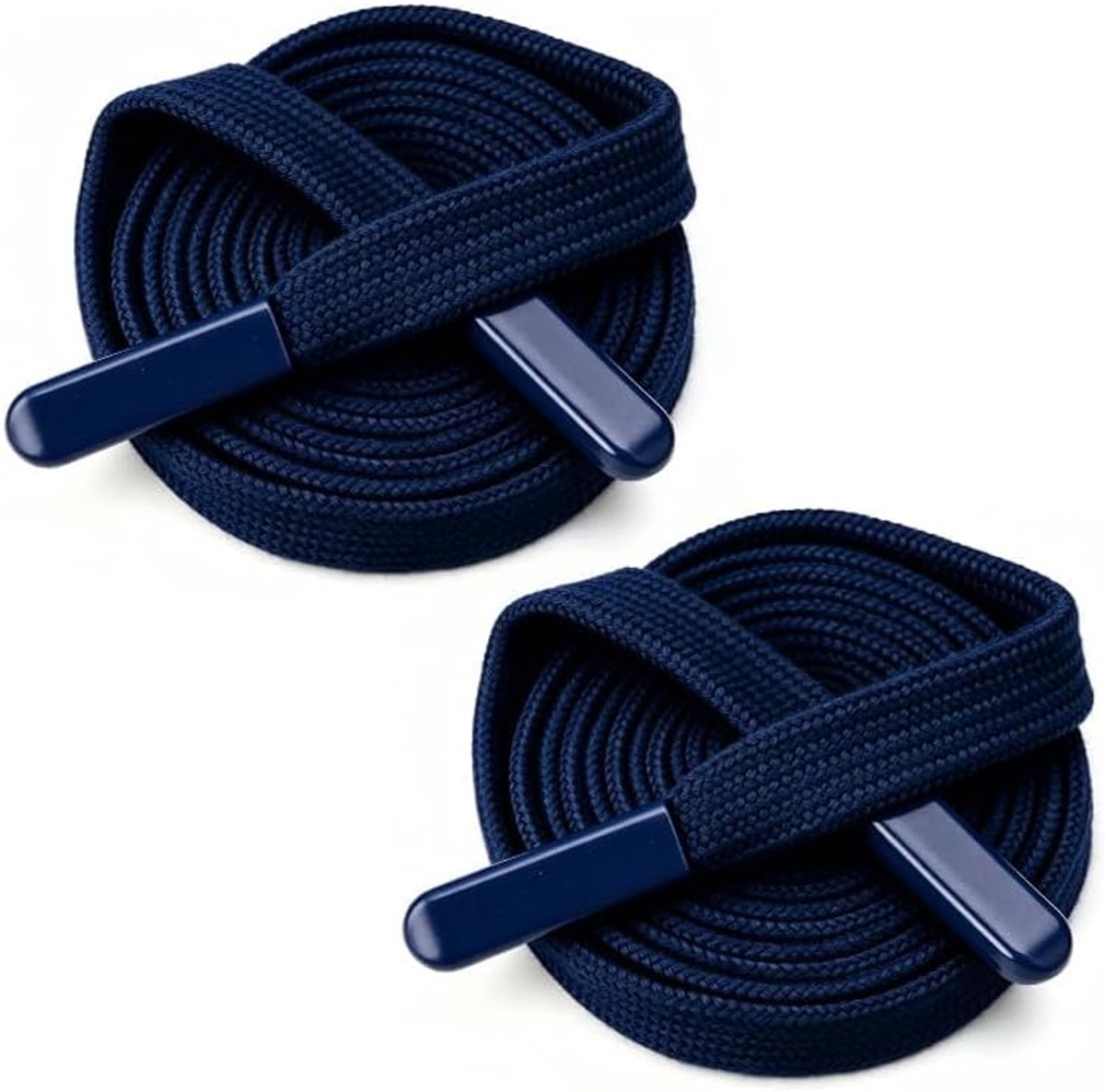 2 stuks vervangende koorden, 1 cm x 140 cm, plat koord met metalen eindkappen voor hoodies en joggingbroeken, marineblauw
