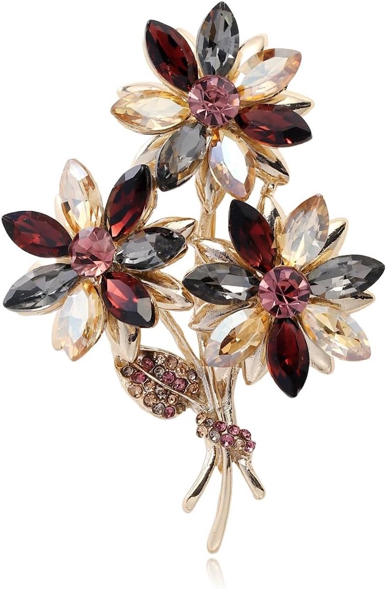 Kristallen bloemenboeket broche spelden strass sieraden dames pakken jassen bedels