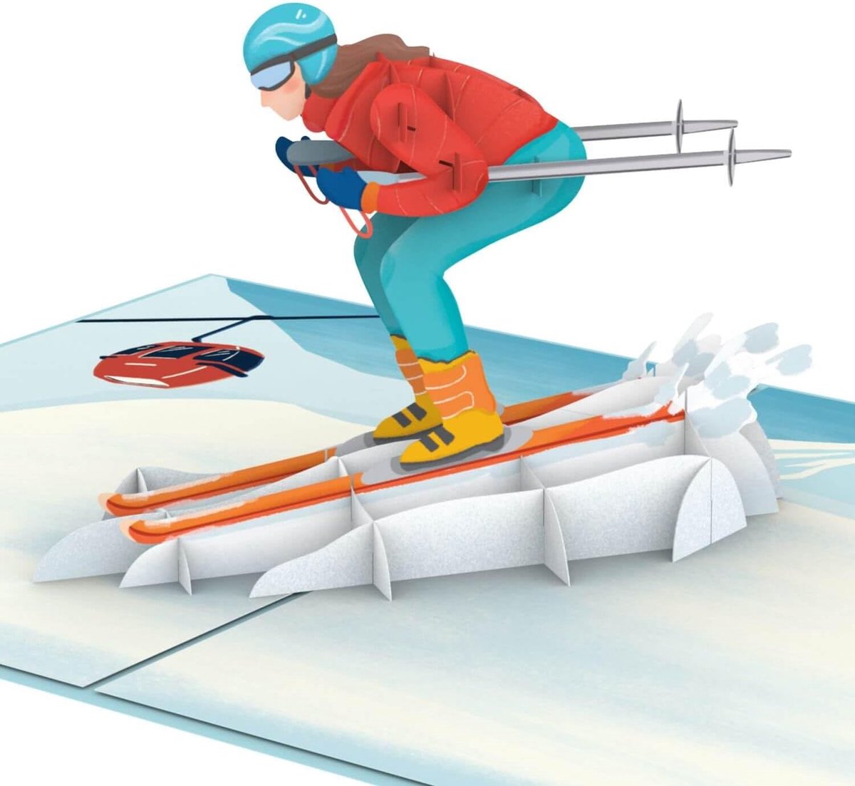 Papercrush Pop-upkaart skiër, grappige 3D-tegoedkaart voor vrouwen