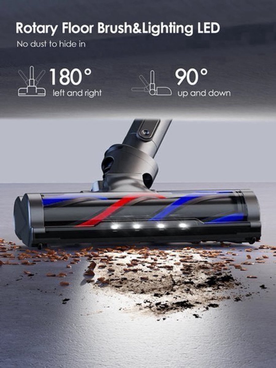 Stofzuiger - Draadloze Stofzuiger - Aanpasbare Zuigkracht - Zonder Zak - LED Scherm - Handheld Verwijderbare - 450W - Smart LCD Touchscreen - Blauw