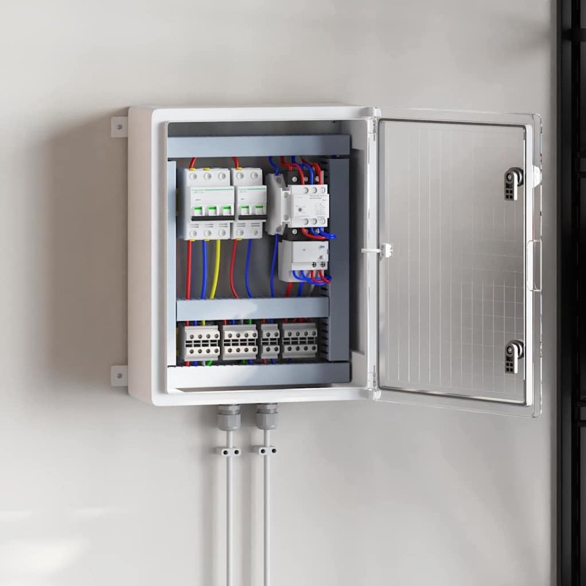 Controlekast van ABS-kunststof, compacte industriële kast voor werkplaats en magazijn, 47 x 24 x 50 cm, weerbestendige behuizing kast