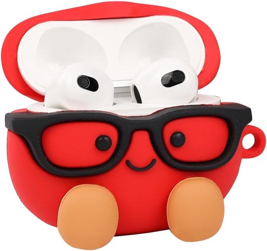 Hoesje voor AirPods 3e generatie oordopjes (2021), XMBYGY Siliconen Leuke Cartoon Case Beschermende Schokbestendige Covers met Sleutelhanger voor AirPods 3 (Tomaat) — afbeelding 4