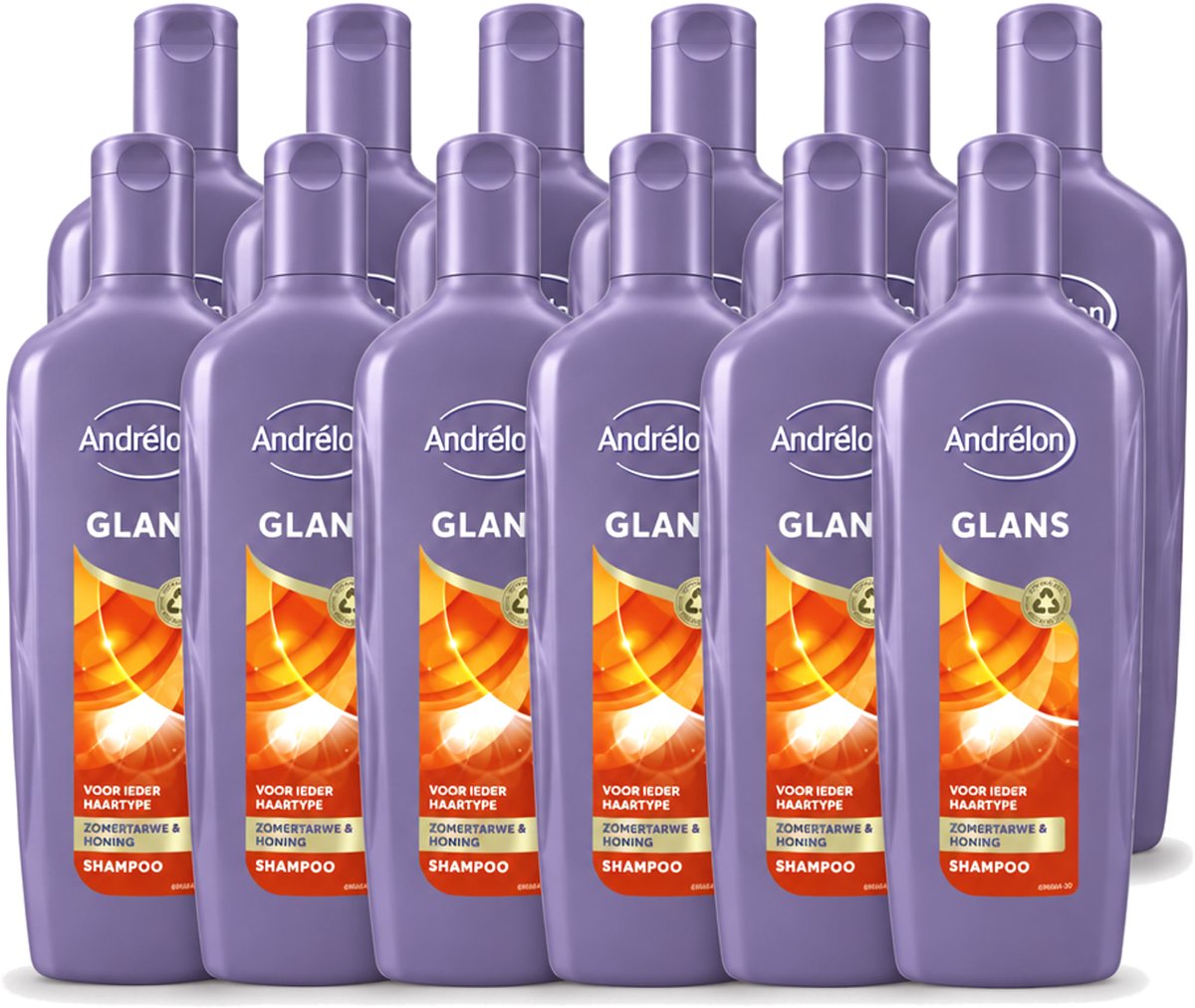 12 x Andrélon - Glans - Shampoo - 300 ml - Voordeelverpakking - 12 stuks