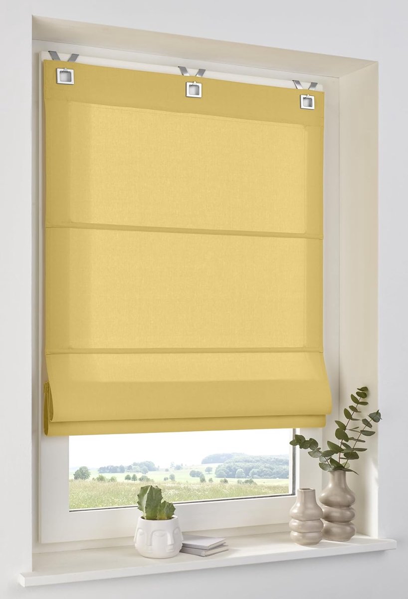 Duck strogeel - vouwgordijn van 100% katoen met rechthoekige ogen, ondoorzichtig zonder boren in de afmetingen 60 x 140 cm