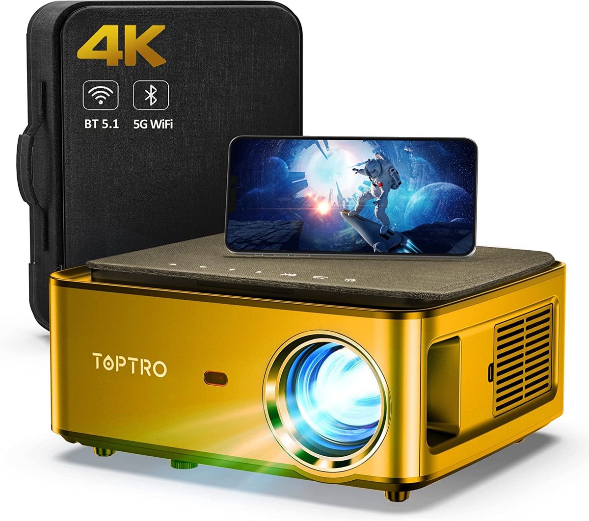 Projector Draagbaar - 1080p Resolutie - 1000 ANSI Lumen - Draadloos Bluetooth WiFi - Multimedia En Gaming