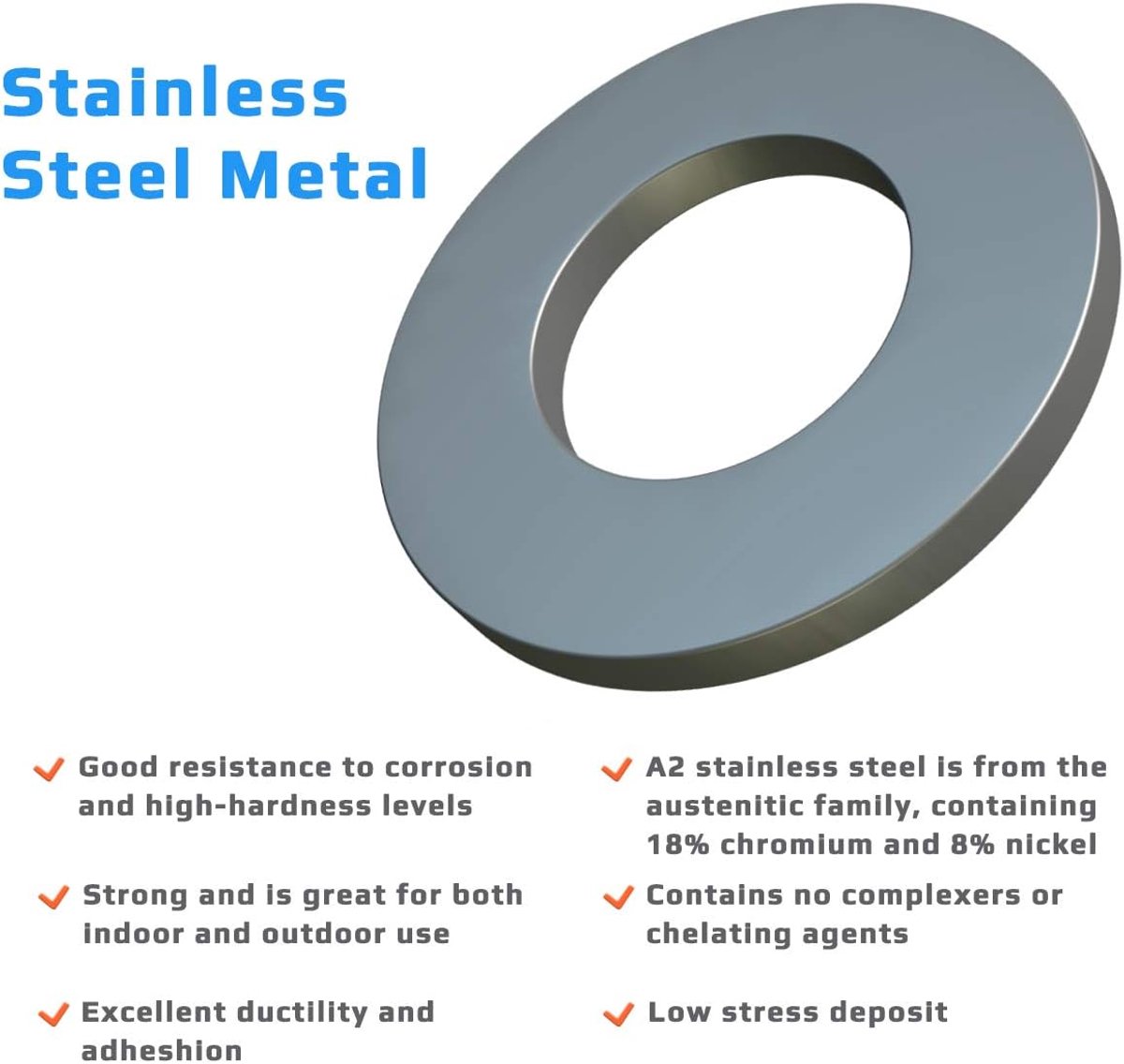 Platte Cent Wasmachine Roestvrij Staal A2 (Pack of 5) Platte Brede Ronde Metalen Roestvrij Stalen Ringen voor Schroeven - Gecertificeerde Standart ISO 7089 DIN 125 M14 (15mm x 28mm)