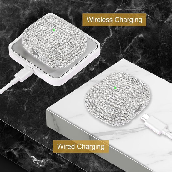 compatibel met AirPods 4e generatie (2024), fonkelende diamanten hoes voor AirPods 4 hoes bling strass steentjes voor vrouwen, schokbestendige beschermende schattige hoes met — afbeelding 4