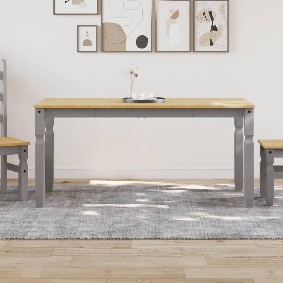 Eettafel, eetkamertafel, eettafel, keukentafel, loungetafel, restauranttafel, geschikt voor restaurant, clubs, eetkamer, keuken, grijs, 160 x 80 x 75 cm, massief grenen