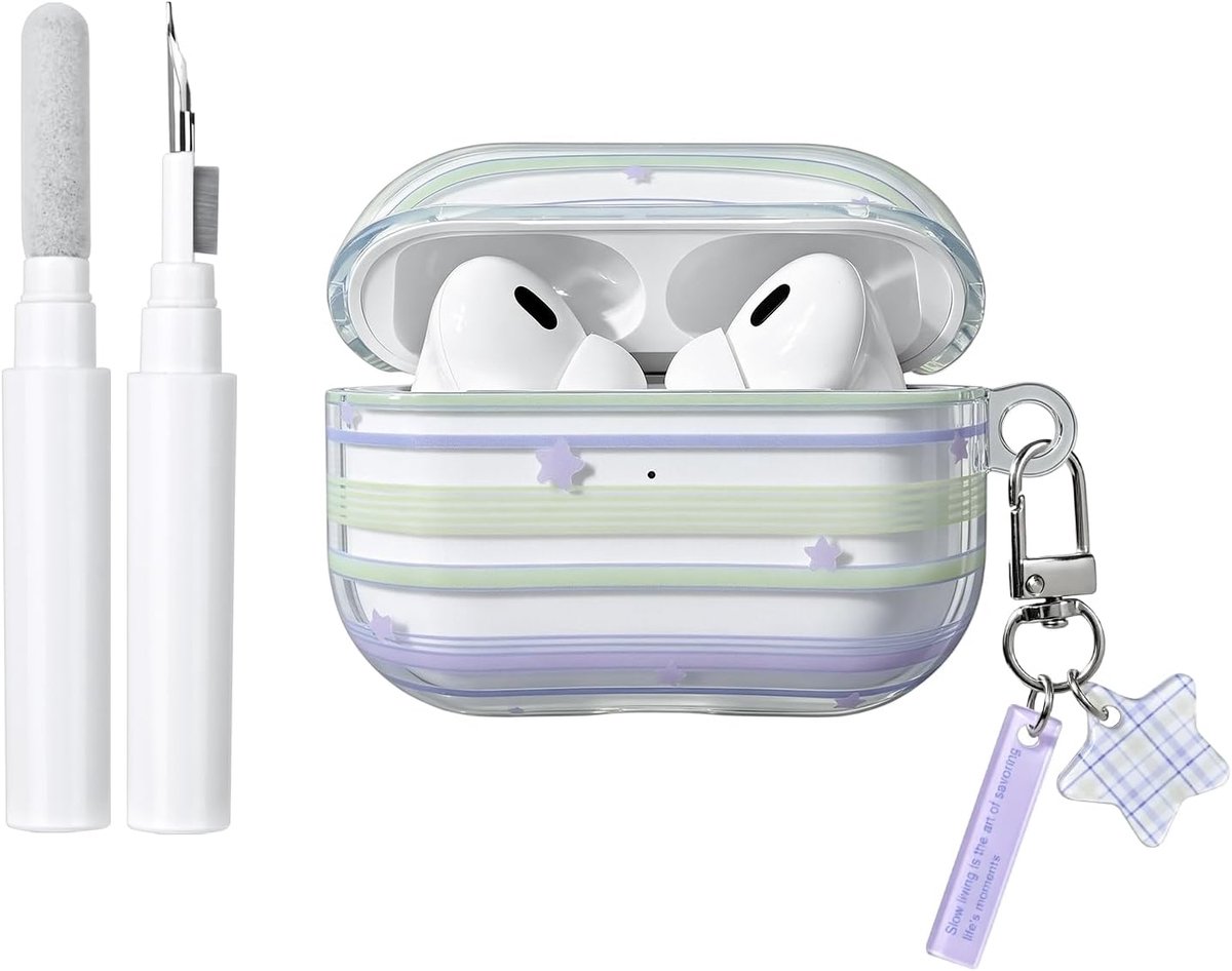 Beschermhoes voor AirPods Pro/Pro 2, schattig, strepen, stermotief