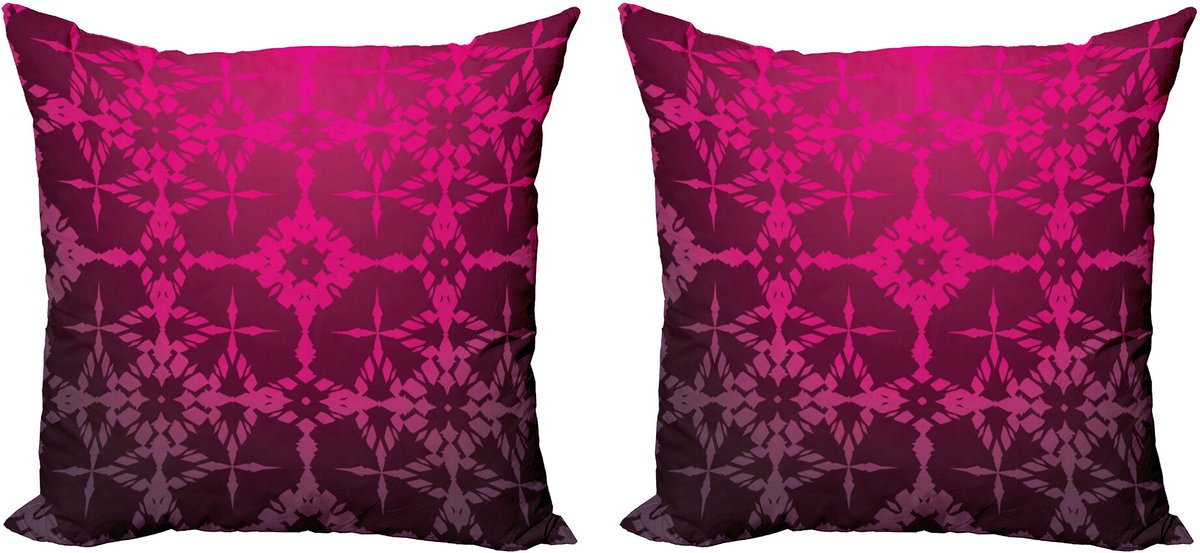 ABAKUHAUS Magena Sierkussenhoes Set van 2, Mozaïek-Vintage-Patroon, Modern Accent Dubbelzijdige Digitale Print, 40x40, Magenta