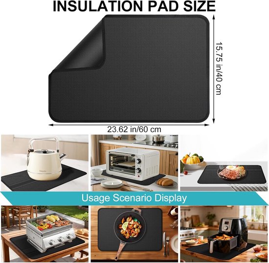 2 stuks hittebestendige onderlegger 40x60 cm – brandveilige mat voor koffiemachine, luchtfriteuse en barbecue, beschermt uw aanrecht en buitengrill — afbeelding 2