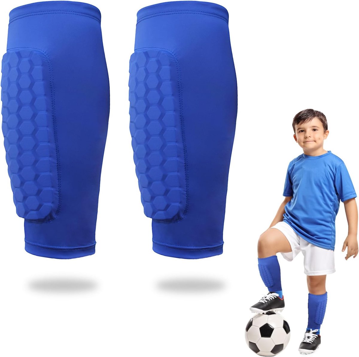 Scheenbeschermers voor kinderen, voetbal, sport, scheenbeschermers met honingraatpads, voor voetbal, basketbal, skiën, stootvast, voor jongens en meisjes