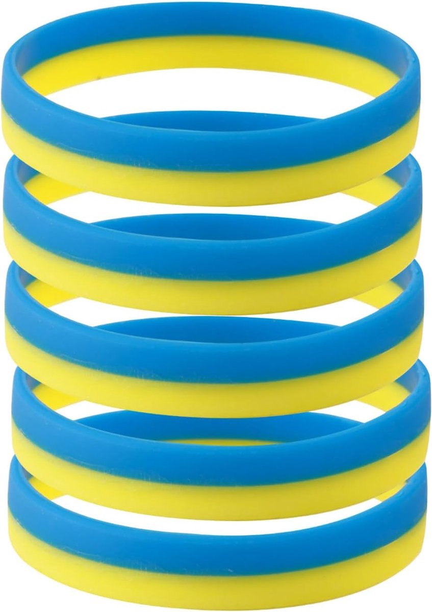 30 x Siliconen polsbandjes vlag Oekraïne (Geel, Blauw)