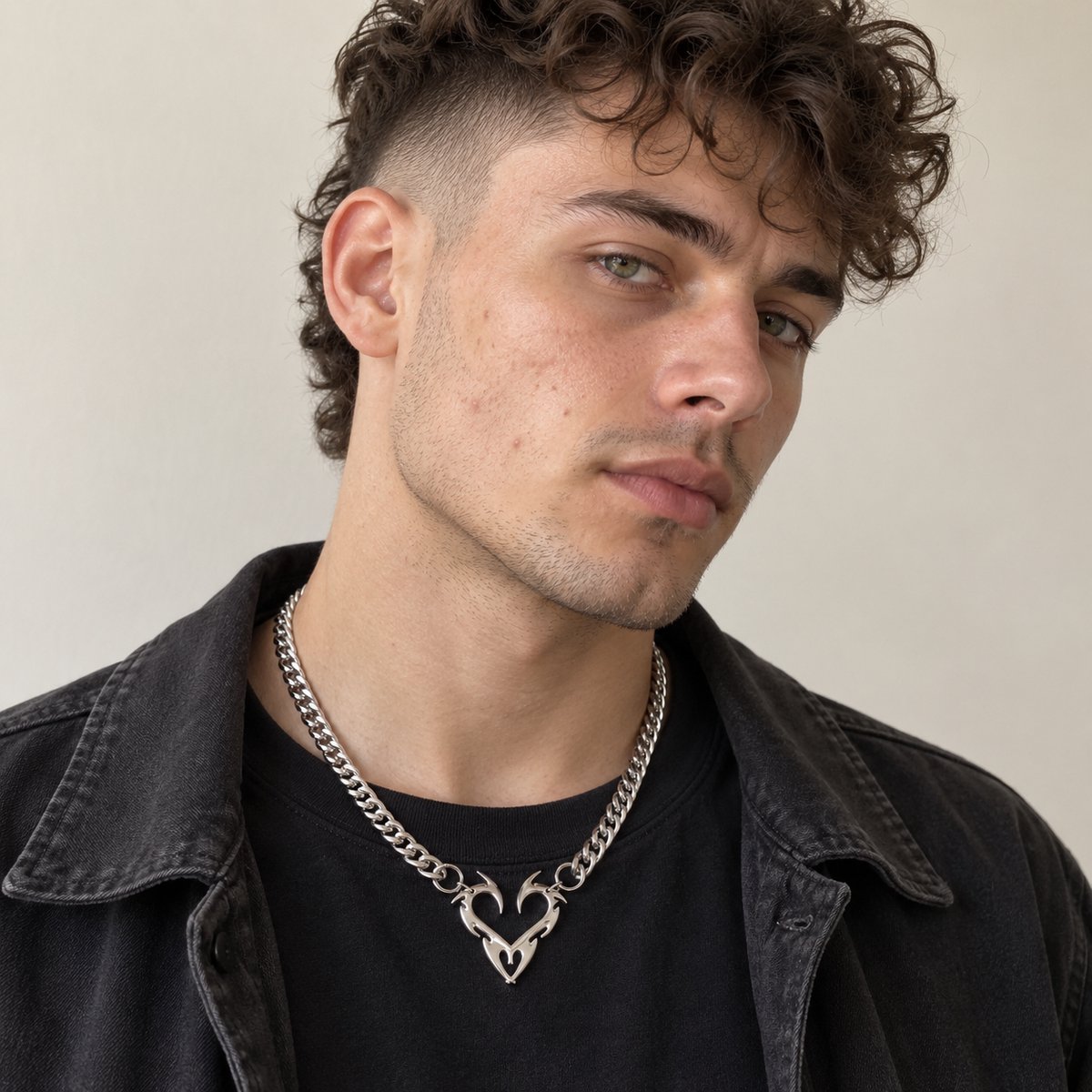 Punk Flame Heart Ketting – Zilverkleurige Ketting met Vlammenhart Hanger – 50 cm – Unisex